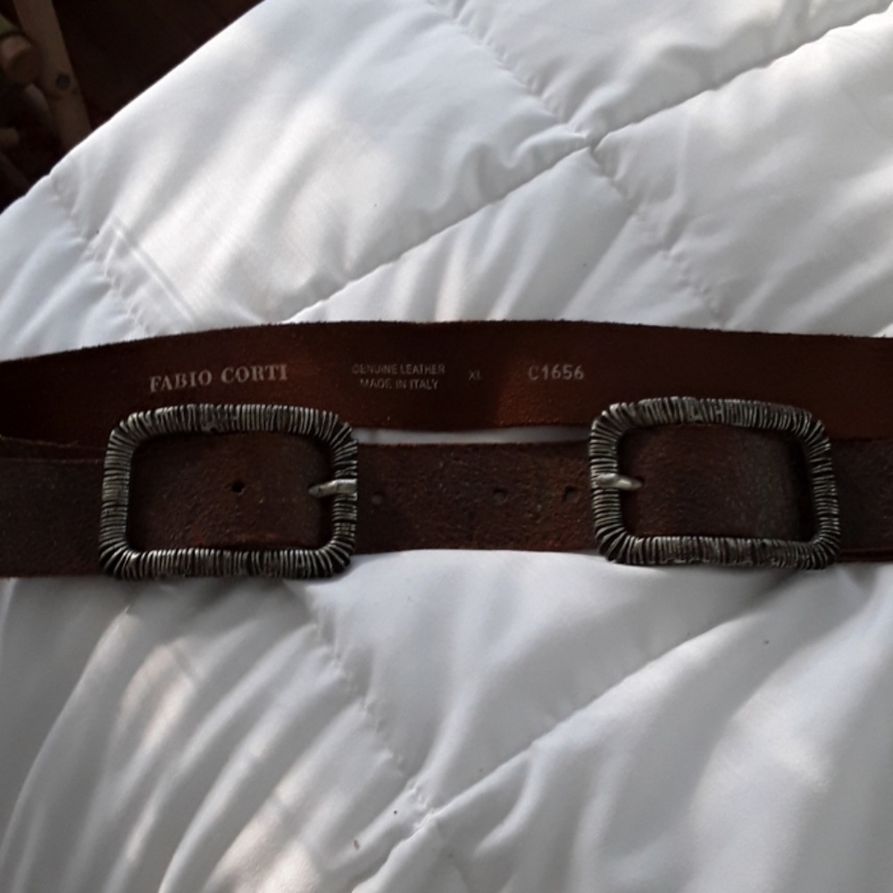Unique Fabio Cortidouble buckle leather belt